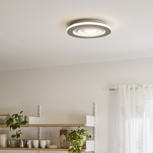 OSRAM Φωτιστικό οροφής LED ORBIS SPIRAL, Ø 37 cm, γκρι, clickdim, ρυθμιζόμενος, Γκρι, Σαλόνι / τραπεζαρία, Μέταλλο, σύγχρονο