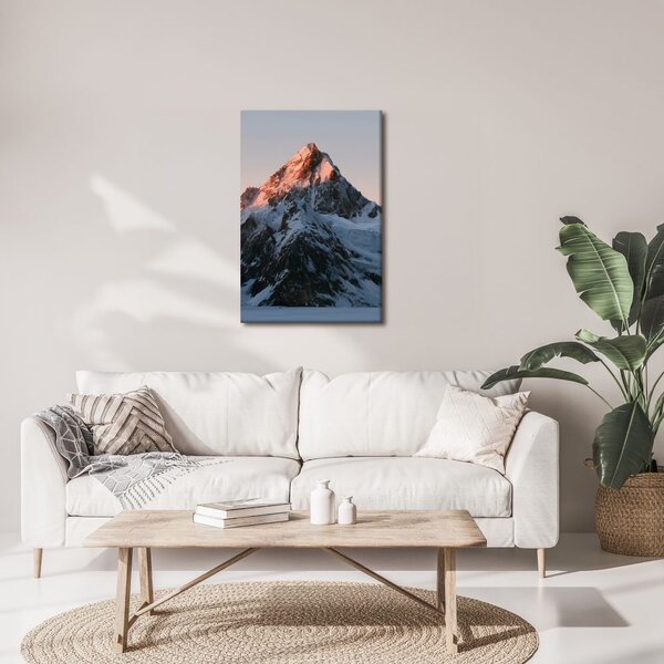 Πίνακας σε καμβά μεγαλοπρεπές παγωμένο βουνό σε ροζ λάμψη
