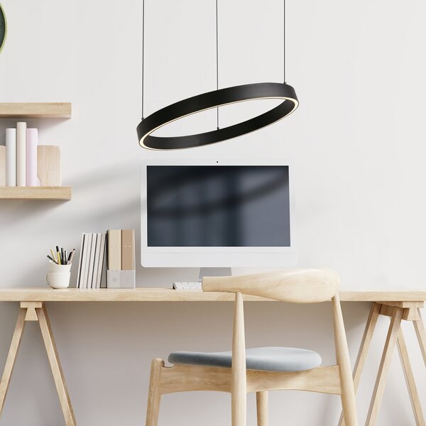 Searchlight Κρεμαστό φωτιστικό LED Layla, μαύρο, Ø 44 cm CCT, ρυθμιζόμενο σε ύψος, ρυθμιζόμενος, Μαύρο, Σαλόνι / τραπεζαρία, Μέταλλο, σύγχρονο
