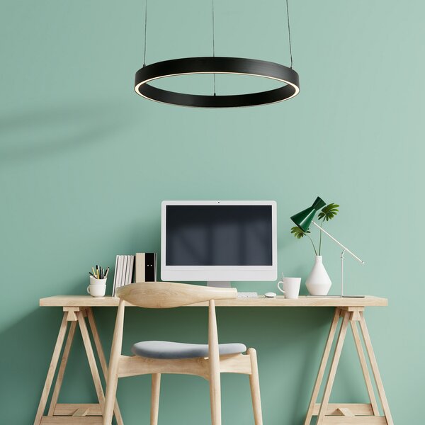 Searchlight Κρεμαστό φωτιστικό LED Layla, μαύρο, Ø 64 cm CCT, ρυθμιζόμενο σε ύψος, ρυθμιζόμενος, Μαύρο, Σαλόνι / τραπεζαρία, Μέταλλο, σύγχρονο
