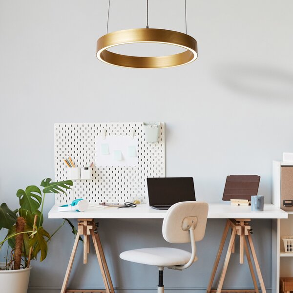 Searchlight Κρεμαστό φωτιστικό LED Layla, χρυσό, Ø 44 cm CCT, ρυθμιζόμενο σε ύψος, ρυθμιζόμενος, Χρυσό / Ορείχαλκου, Σαλόνι / τραπεζαρία, Μέταλλο, σύγχρονο