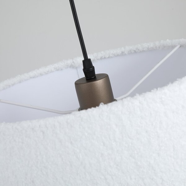 Searchlight Φωτιστικό οροφής Chelsea, καφέ/λευκό, Ø 35 cm, ύφασμα, ρυθμιζόμενος, Λευκό, Σαλόνι / τραπεζαρία, Ύφασμα / Κλωστοϋφαντουργία, σύγχρονο