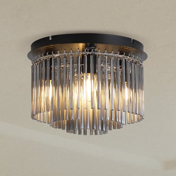 Searchlight Φωτιστικό οροφής Swizzle, μαύρο/γκρι καπνιστό, Ø 32 cm, γυαλί/μέταλλο, ρυθμιζόμενος, Γκρι, Σαλόνι / τραπεζαρία, Γυαλί