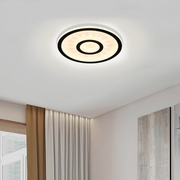 Searchlight Φωτιστικό οροφής LED Roundel, λευκό/μαύρο, Ø 35 cm, σίδερο/ακρυλικό, ρυθμιζόμενος, Λευκό, Σαλόνι / τραπεζαρία, Μέταλλο, σύγχρονο