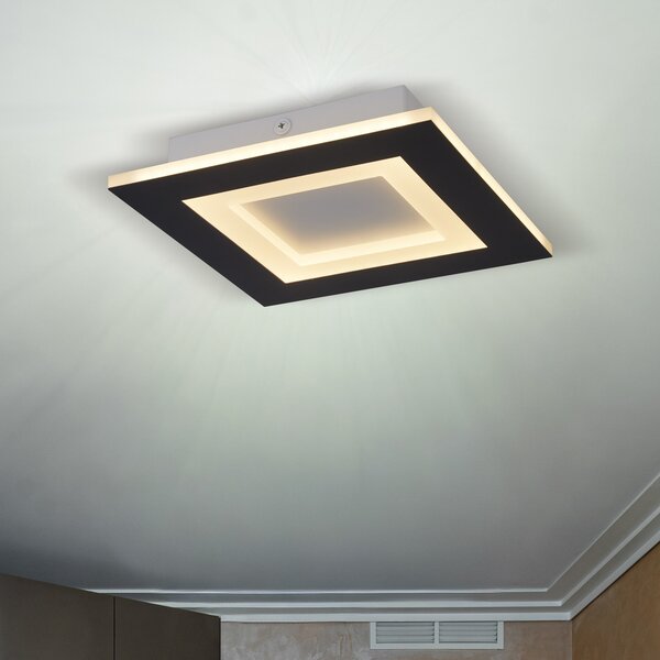 Searchlight Φωτιστικό οροφής LED Squary, μήκος 39 cm, μαύρο/λευκό σίδερο, CCT, ρυθμιζόμενος, Μαύρο, Σαλόνι / τραπεζαρία, Μέταλλο, σύγχρονο
