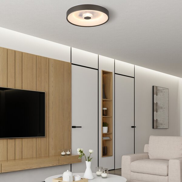 Searchlight Φωτιστικό οροφής LED Polka, μπεζ/λευκό, Ø 38 cm, σίδερο/ακρυλικό, ρυθμιζόμενος, Καφέ / Σκουριάς, Σαλόνι / τραπεζαρία, Μέταλλο, σύγχρονο