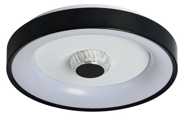 Searchlight Φωτιστικό οροφής LED Polka, μαύρο/λευκό, Ø 38 cm, σίδερο/ακρυλικό, ρυθμιζόμενος, Μαύρο, Σαλόνι / τραπεζαρία, Μέταλλο, σύγχρονο