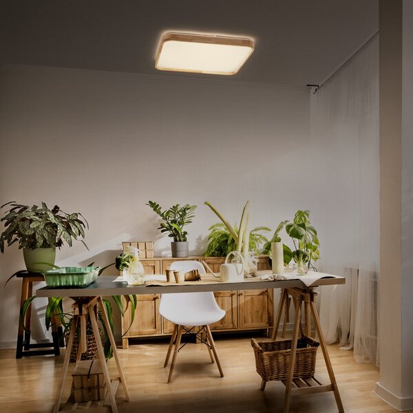 OSRAM Φωτιστικό οροφής LED ORBIS ALICIA, 29 x εκ., ξύλινο, clickdim, ρυθμιζόμενος, Ξύλου, Σαλόνι / τραπεζαρία, Μέταλλο, σύγχρονο