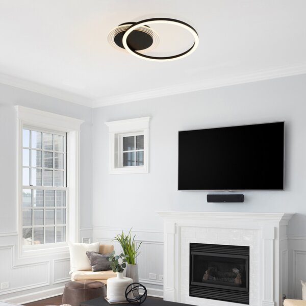 Searchlight Φωτιστικό οροφής LED Contour, μαύρο ματ, μήκος 40 cm, σίδερο/ακρυλικό, ρυθμιζόμενος, Μαύρο, Σαλόνι / τραπεζαρία, Μέταλλο, σύγχρονο