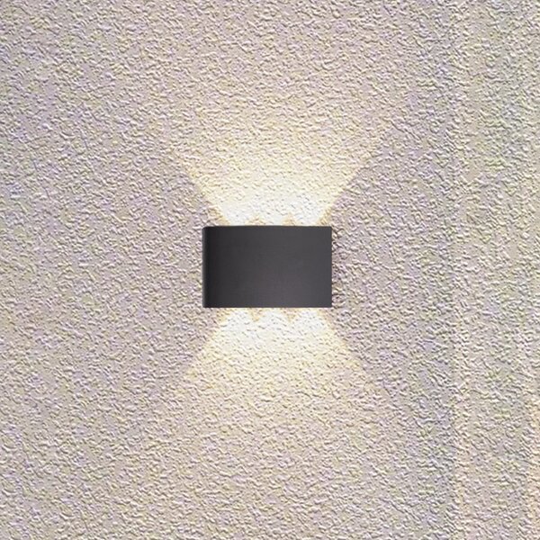 Searchlight Εξωτερικός φωτιστικός τοίχου LED Shadows, πλάτος 18 cm, μαύρος, μέταλλο, Μαύρο, Αλουμίνιο, σύγχρονο, Γωνιακός τοίχος