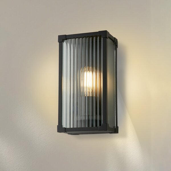 Searchlight Εξωτερικός φωτιστικός τοίχου Cincinnati, μαύρος, πλάτος 16 cm, μέταλλο, Μαύρο, Αλουμίνιο, σύγχρονο
