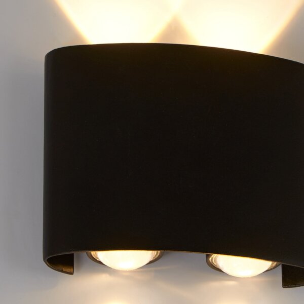 Searchlight Εξωτερικός φωτιστικός τοίχου LED Shadows, πλάτος 12 cm, μαύρος, μέταλλο, Μαύρο, Αλουμίνιο, σύγχρονο, Γωνιακός τοίχος