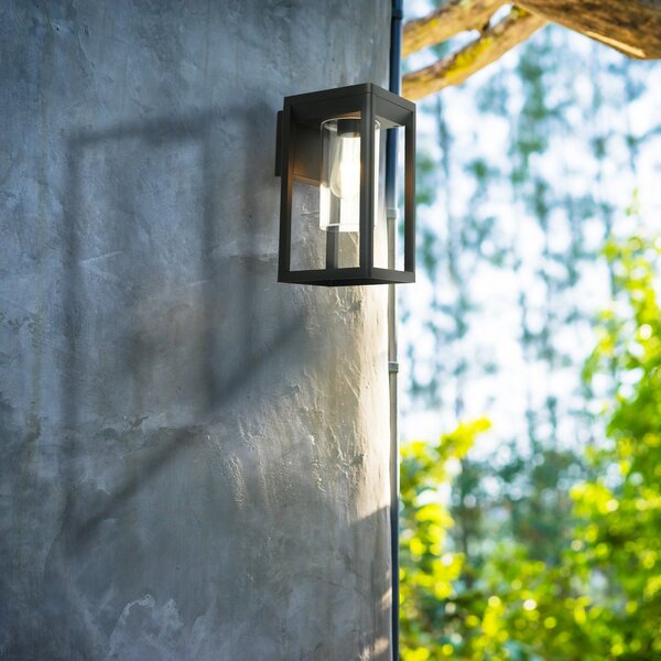 Searchlight Εξωτερικός φωτιστικός τοίχου Atlanta, μαύρος, πλάτος 16 cm, μέταλλο, Μαύρο, σύγχρονο, Φανάρι