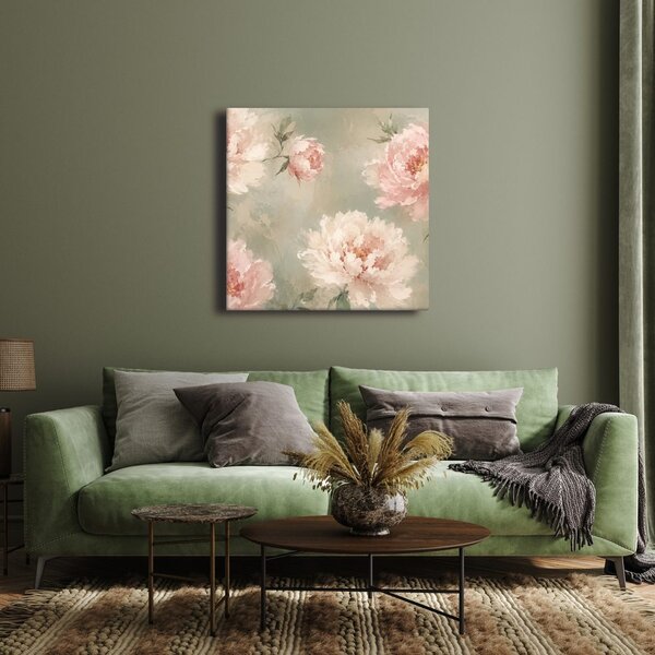 Πίνακας σε καμβά ρομαντικά άνθη παιώνιας