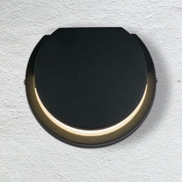 Searchlight Εξωτερικός φωτιστικός τοίχου LED Chiswick, μαύρος, πλάτος 14 cm, μέταλλο, Μαύρο, Αλουμίνιο, σύγχρονο