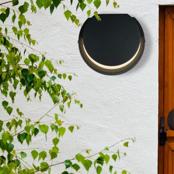 Searchlight Εξωτερικός φωτιστικός τοίχου LED Chiswick, μαύρος, πλάτος 14 cm, μέταλλο, Μαύρο, Αλουμίνιο, σύγχρονο