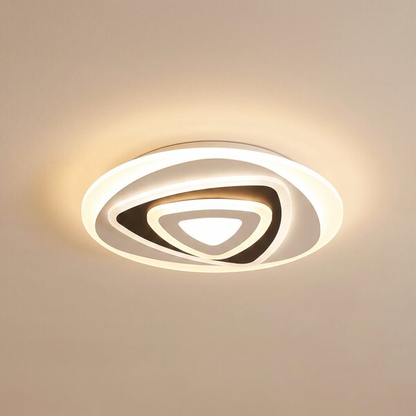 Lindby LED φωτιστικό οροφής Rebeka, Ø 50 cm, CCT, τηλεχειριστήριο, ρυθμιζόμενος, Μαύρο, Σαλόνι / τραπεζαρία, Πλαστικό, σύγχρονο