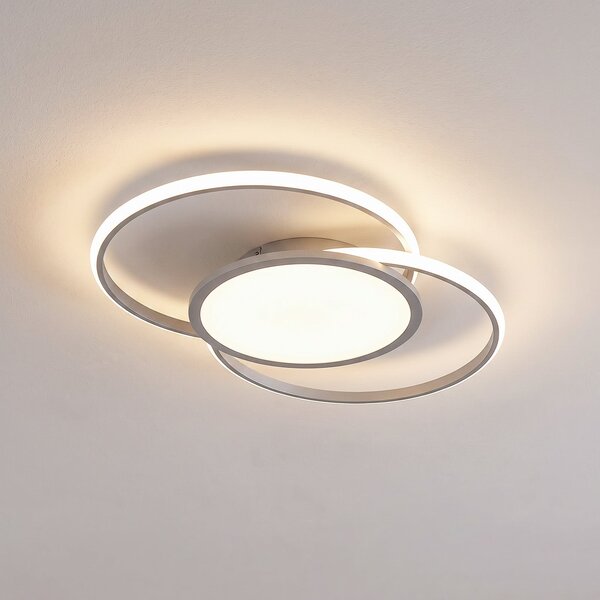 Lucande LED φωτιστικό οροφής Senne, CCT, ασημί, μέταλλο, ρυθμιζόμενος, Μεταλλικό, υπνοδωμάτιο, Μέταλλο, σύγχρονο