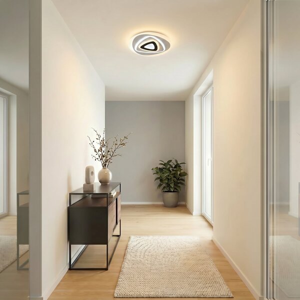 Lindby LED οροφής Rebeka, Ø 70 cm, CCT, τηλεχειριστήριο, ρυθμιζόμενος, Λευκό, Σαλόνι / τραπεζαρία, Πλαστικό, σύγχρονο