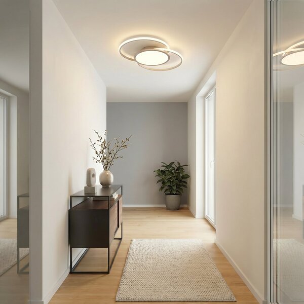 Lucande LED φωτιστικό οροφής Senne, CCT, ασημί, μέταλλο, ρυθμιζόμενος, Μεταλλικό, υπνοδωμάτιο, Μέταλλο, σύγχρονο