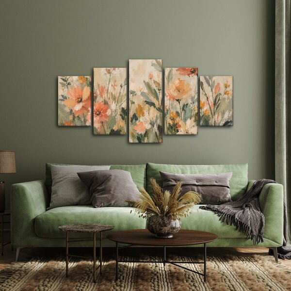 Πεντάπτυχος πίνακας απαλά αγριολούλουδα του λιβαδιού