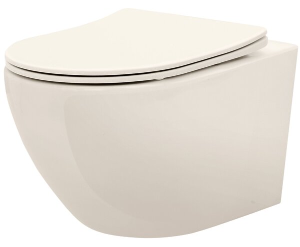 REA Carlo Mini Rimless Ecru επιτοίχια λεκάνη τουαλέτας