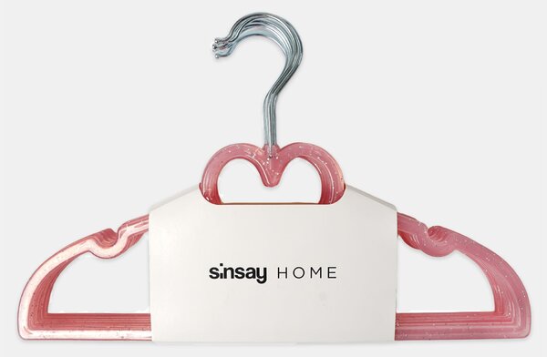 Sinsay - Κρεμάστρες με μοτίβο καρδιάς 10 pack - ροζ παστελ