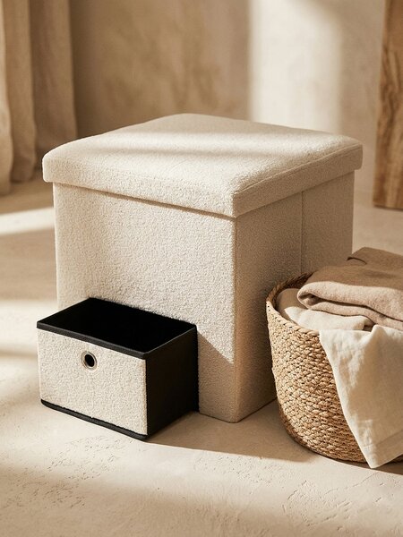 Sinsay - Πουφ με λειτουργία αποθήκευσης και συρτάρι - λευκο