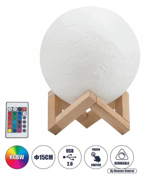 Επιτραπέζιο Φωτιστικό Led Λευκό Moon 15cm 79619 Globostar 79619 Λευκό