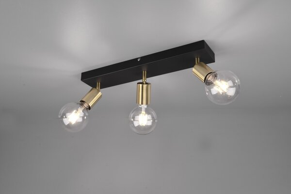 Πλαφονιέρα Φωτιστικό Οροφής 3xE27 Vannes Trio Lighting R80183008 Μαύρο-Χρυσό