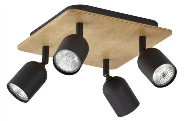 Σποτ Φωτιστικό Οροφής με ξύλο τετράφωτο TOP WOOD TK Lighting 3293 Μαύρο