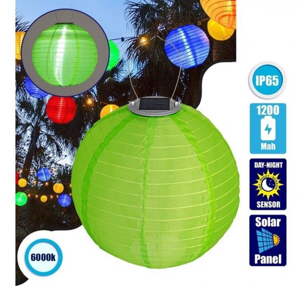 Ηλιακό Φωτιστικό Φαναράκι IP65 Υφασμάτινο LED 1W Globostar 71593 Πράσινο