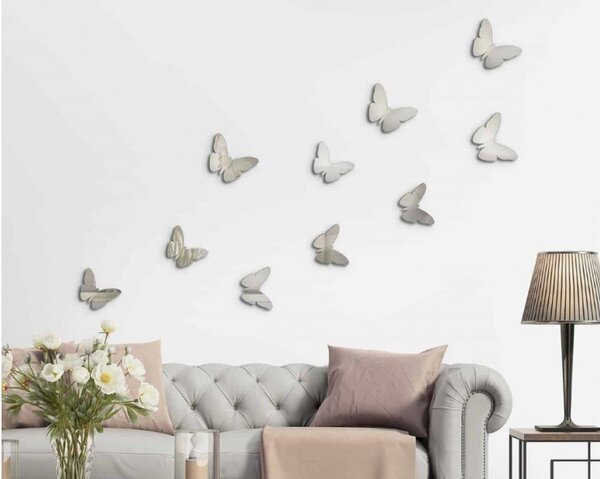 Αυτοκόλλητο Τοίχου Ασημί Πεταλούδες Silver Butterflies 3D 24012 Ango Dalber 24012 Ασημί