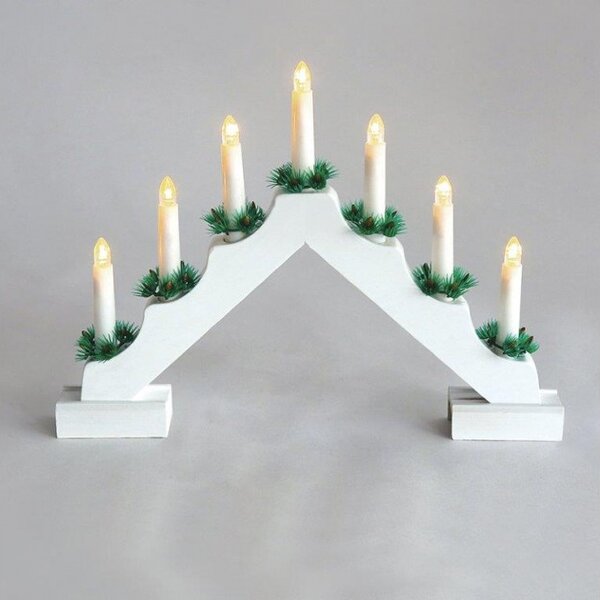 Χριστουγεννιάτικο Διακοσμητικό 7 WHITE WOODEN CANDLE BRIDGE με LED X0771122 ACA X0771122 Λευκό