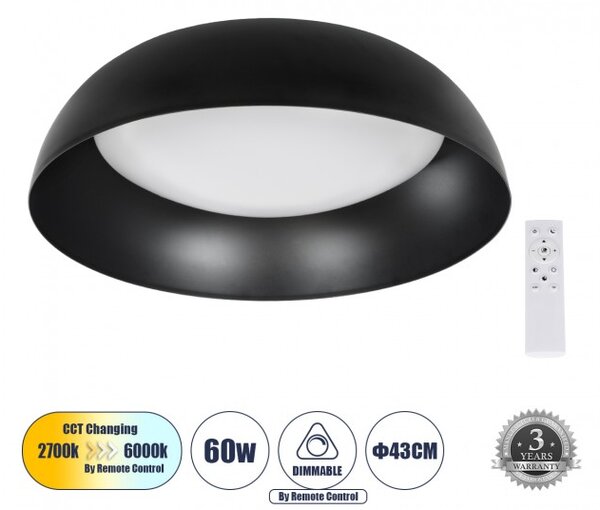 Πλαφονιέρα Φωτιστικό Οροφής LED CCT 60W 6900lm ANATOLIA Globostar 61261 Μαύρο