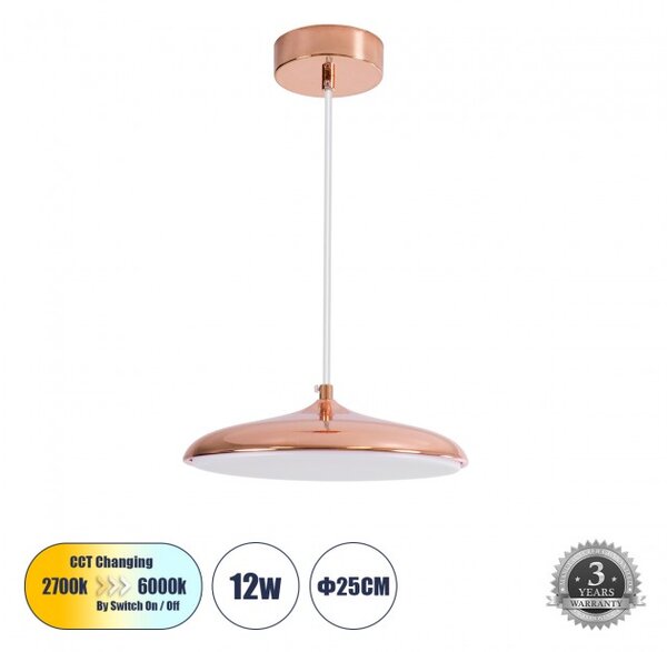 Κρεμαστό Φωτιστικό Οροφής LED 12W 1440lm BARON Globostar 61253 Χάλκινο