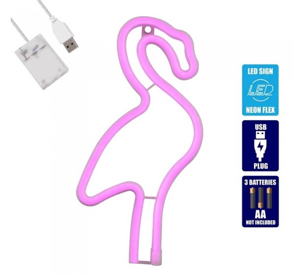 Διακοσμητικό Φωτιστικό Neon Led Flamingo 78573 Globostar 78573 Ροζ