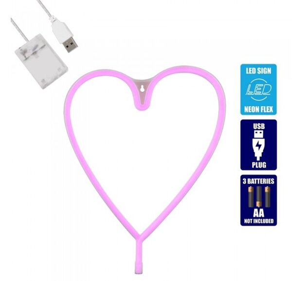 Διακοσμητικό Φωτιστικό Neon Led Ροζ Heart Line 78593 Globostar 78593 Ροζ