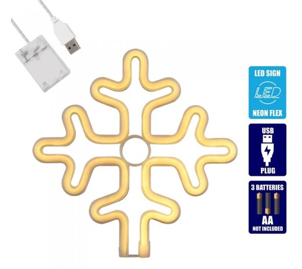 Διακοσμητικό Φωτιστικό Neon Led Θερμό Λευκό Snowflake 78582 Globostar 78582 Κίτρινο