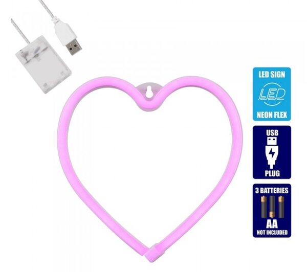 Διακοσμητικό Φωτιστικό Neon Led Ροζ Heart 78592 Globostar 78592 Ροζ