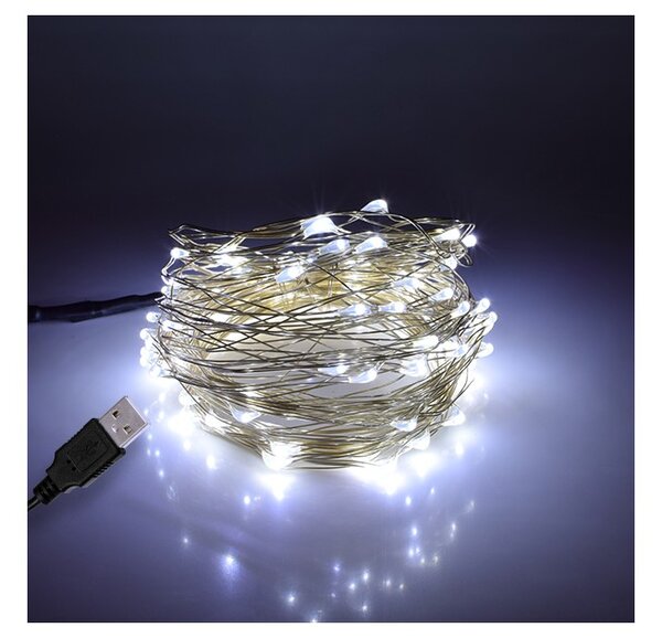 Διακοσμητική Γιρλάντα 10m 100 LED USB 6W 6000K Χάλκινο 79732 Globostar 79732 Χάλκινο