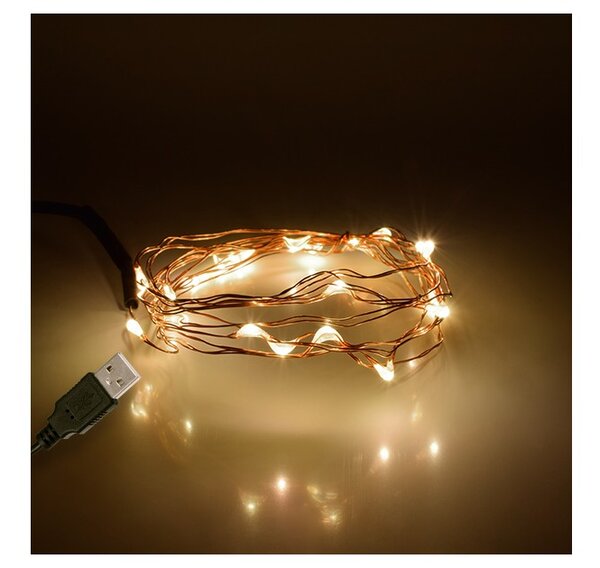 Διακοσμητική Γιρλάντα 2m 20 LED USB 1.2W 3000K Χάλκινο 79720 Globostar 79720 Χάλκινο