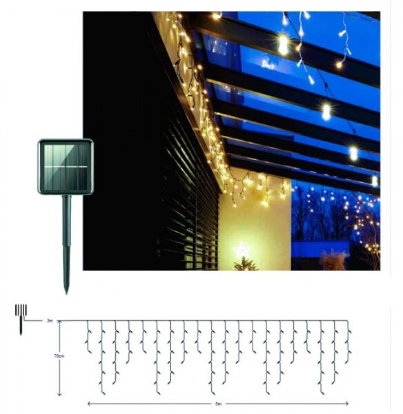 Ηλιακά Χριστουγεννιάτικα Λαμπάκια Βροχή LED Φυσικό XRSB100WC Lucas XRSB100WC