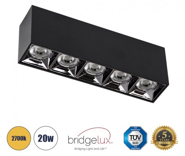 Επίτοιχο Σποτ Downlight LED TrimLess 20W Μαύρο Κάτοπτρο Χρωμίου 2700K LUMINAR SUPERIOR 60329 Globostar 60329 Μαύρο