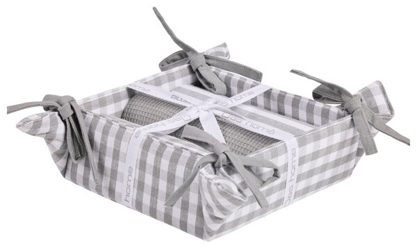 Ποτηρόπανα + Καλάθι Ψωμιού (Σετ 4τμχ) Das Home 0918 Grey
