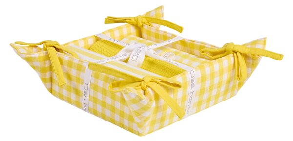 Ποτηρόπανα + Καλάθι Ψωμιού (Σετ 4τμχ) Das Home 0917 Yellow
