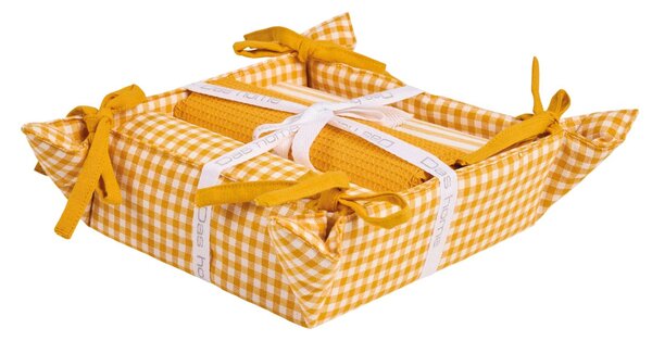 Ποτηρόπανα + Καλάθι Ψωμιού (Σετ 4τμχ) Das Home 0914 Orange