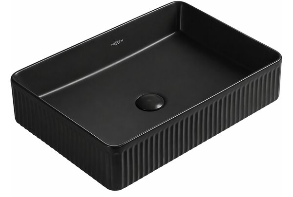 Mexen Grovo νεροχύτης επιτραπέζιου ριγέ 50 x 34 cm, μαύρο ματ - 22305085