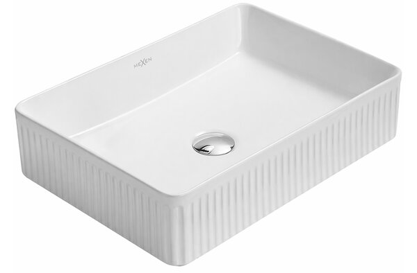 Mexen Grovo ριγωτός νιπτήρας επιτραπέζιος 50 x 34 cm, λευκός - 22305000