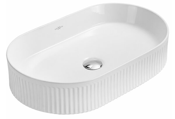 Mexen Grovo ριγωτός νιπτήρας επιφάνειας εργασίας 49 x 31 cm, λευκός - 22304900